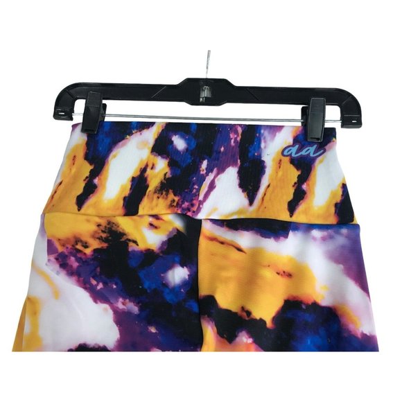 Agstract Apparel Cropped Leggings Size Small Purple Yellow Tie Dye Stretch USA - Picture 6 of 10